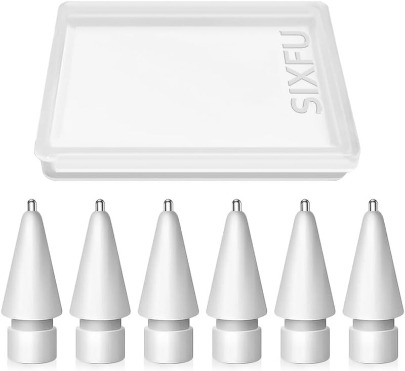 SIXFU 6 PCS Replacement Pencil Tips for Apple Pencil, Durable iPencil Tip Nibs Accessories for iPad Pro/Apple Pencil Pro/USB-C/ 1st Gen/ 2nd Generation (Medium Length) - Image 1